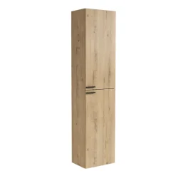 Cosyneo Ensemble meuble de salle de bain 80cm vasque déportée + colonne de rangement - KING - Roble (chêne clair)