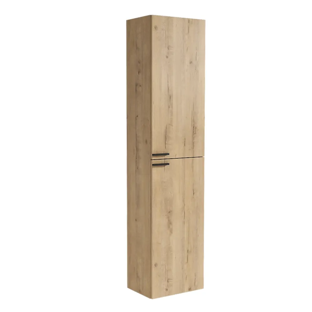 Cosyneo Ensemble meuble de salle de bain 80cm vasque déportée + colonne de rangement - KING - Roble (chêne clair)