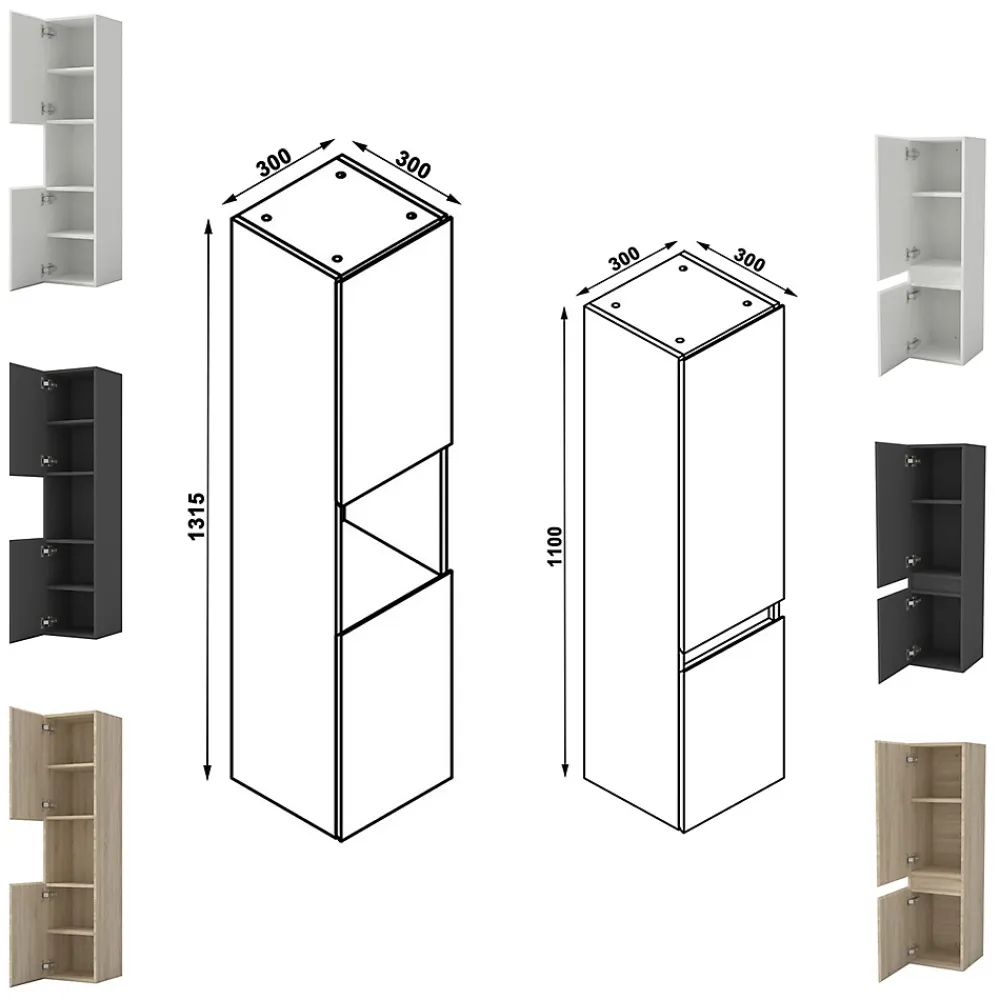 Ensemble Meuble De Salle De Bains|AICA Sanitaire Ensemble meuble de salle de bains 80cm, simple vasque et colonne et LED miroir,blanc