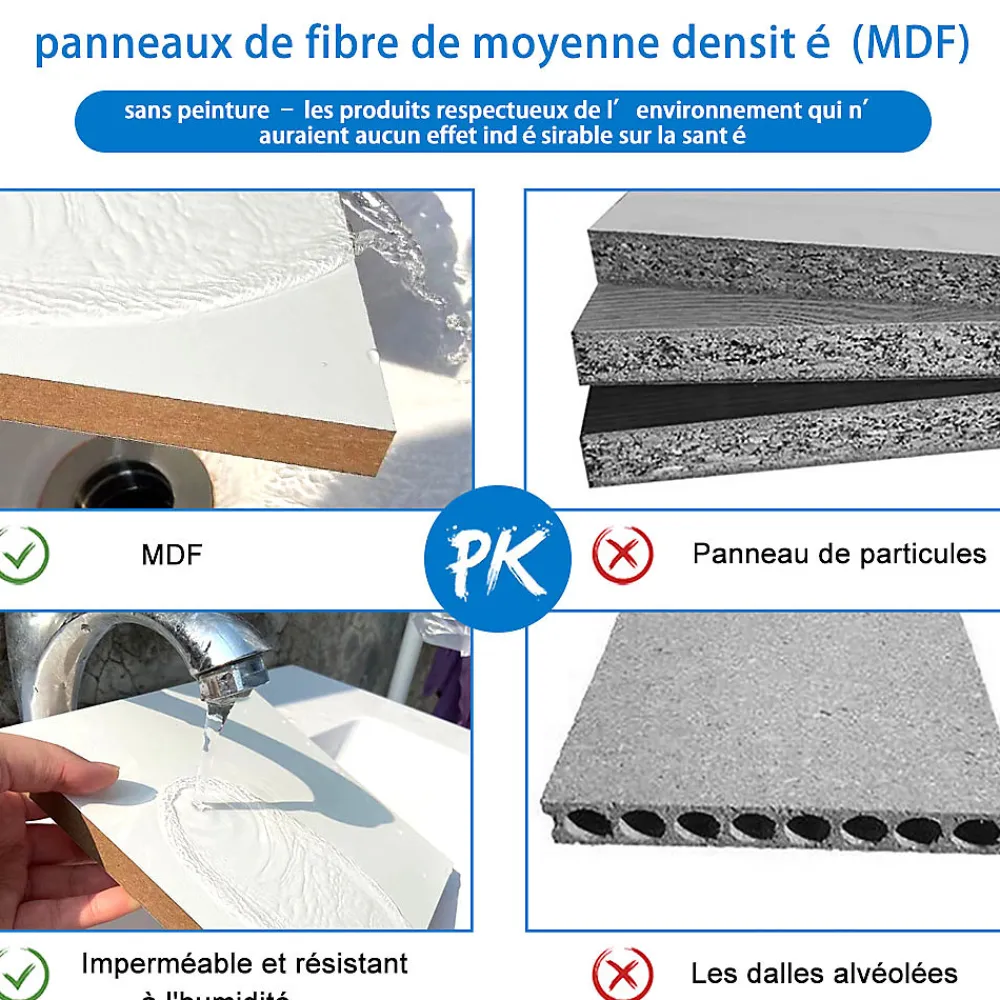 AICA Sanitaire Ensemble meuble de salle de bain 120cm, vasque céramique et LED miroir, chêne
