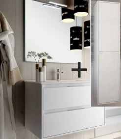 Ensemble Meuble De Salle De Bains|Cosyneo Ensemble meuble de salle de bain 80cm simple vasque + colonne de rangement IRIS - blanc