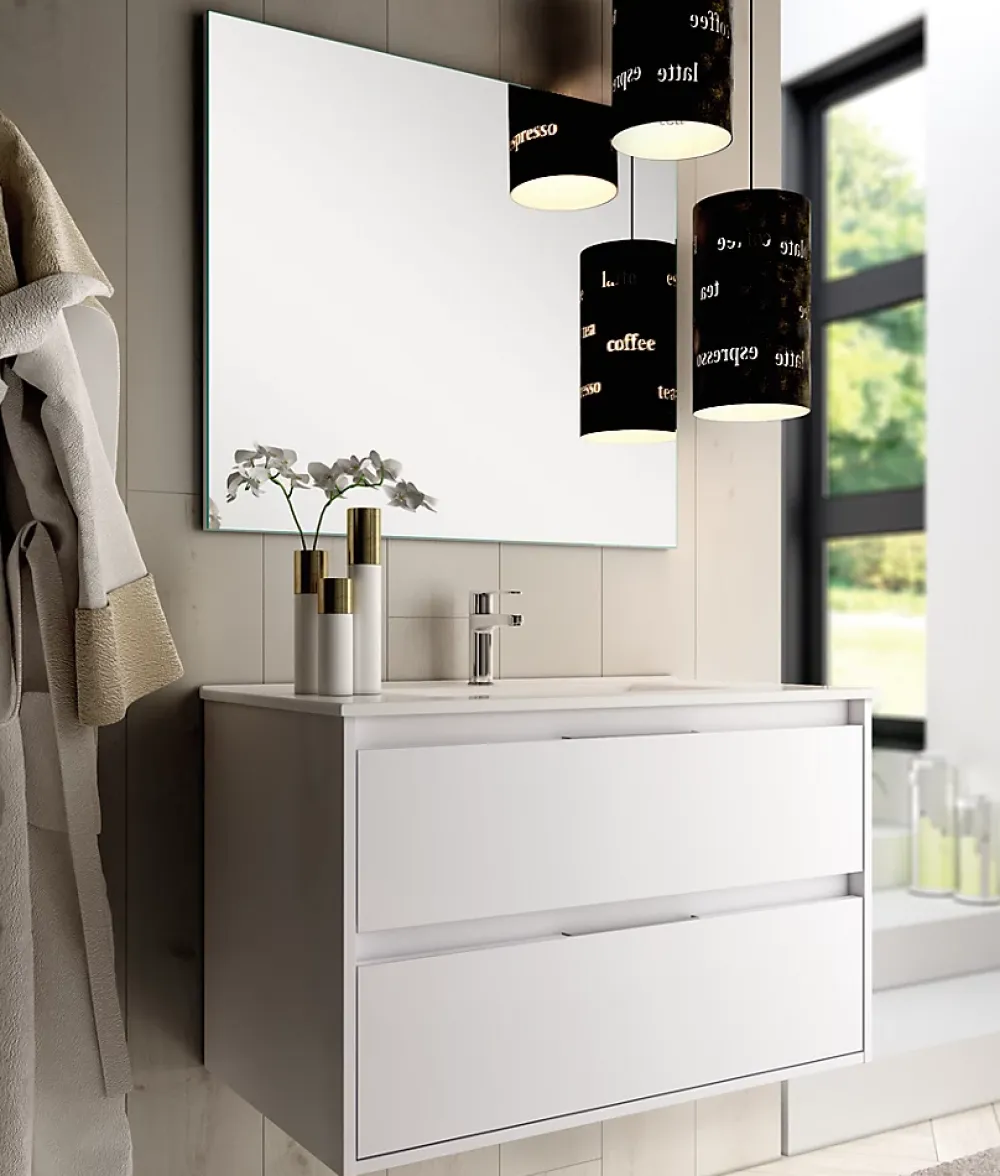 Ensemble Meuble De Salle De Bains|Cosyneo Ensemble meuble de salle de bain 80cm simple vasque + colonne de rangement IRIS - blanc