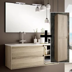 Cosyneo Ensemble meuble de salle de bain 120cm vasque déportée + colonne de rangement OLYMPE - cambrian (chêne)