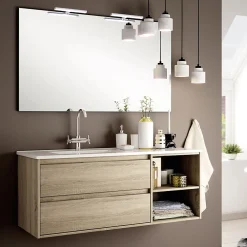 Cosyneo Ensemble meuble de salle de bain 120cm vasque déportée + colonne de rangement OLYMPE - cambrian (chêne)