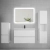 Ensemble Meuble De Salle De Bains|AICA Sanitaire Ensemble meuble de salle de bain 80cm, simple vasque + colonne + LED miroir rectangulaire,blanc