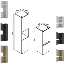 Ensemble Meuble De Salle De Bains|AICA Sanitaire Ensemble meuble de salle de bain 80cm, simple vasque + colonne + LED miroir rectangulaire,blanc
