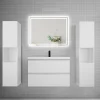 Ensemble Meuble De Salle De Bains|AICA Sanitaire Ensemble meuble de salle de bains 80cm, simple vasque + colonne + LED miroir mural,blanc