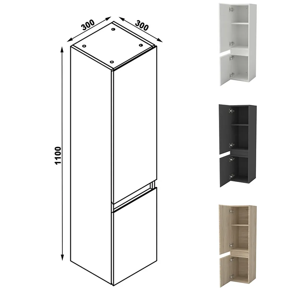 Ensemble Meuble De Salle De Bains|AICA Sanitaire Ensemble meuble de salle de bains 100cm, simple vasque + colonne + LED miroir,chêne
