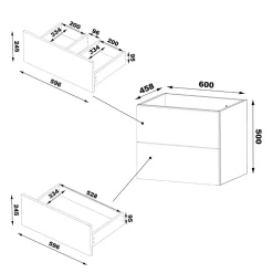Petits-Meubles Ensemble meuble double vasque 140cm 2 niches et colonne Tao Bois