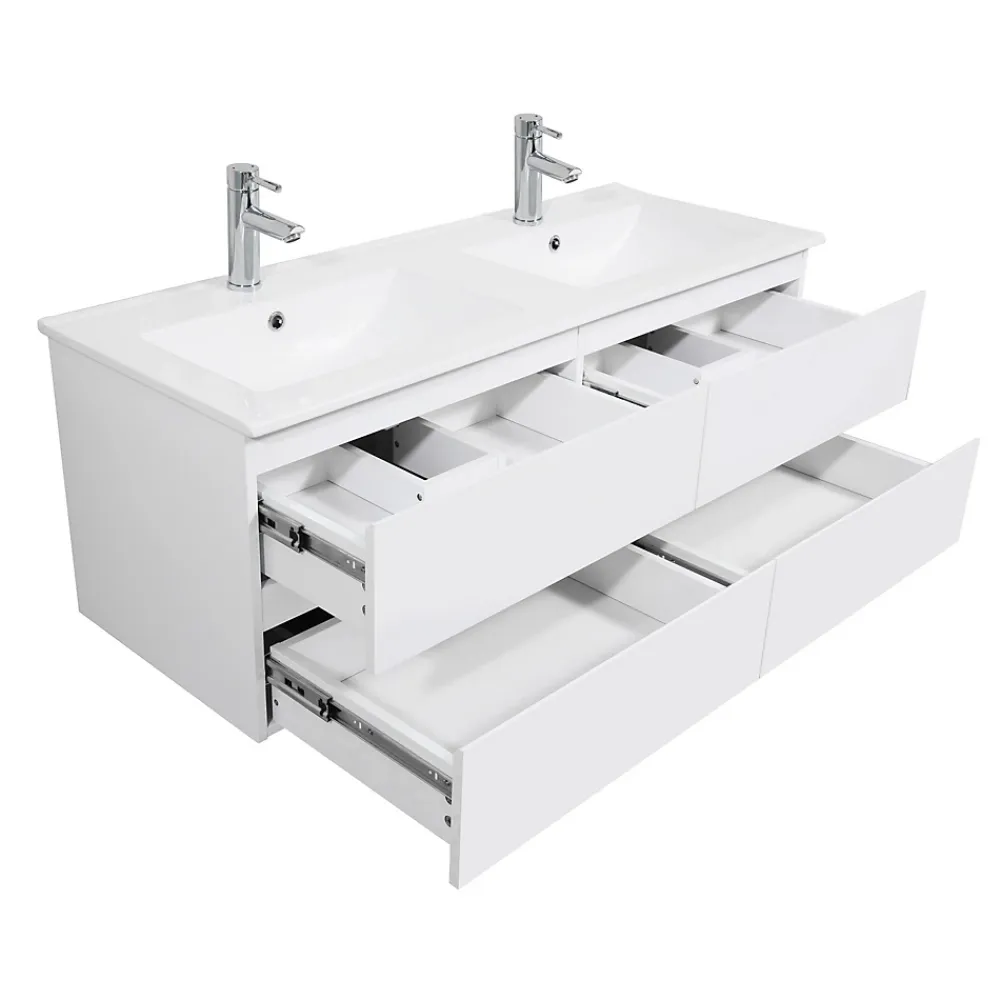 Mob-In Ensemble meuble double vasque SORRENTO 120cm avec plan céramique