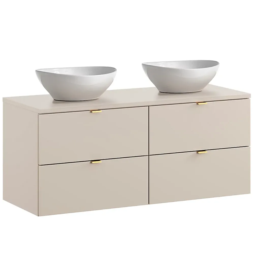 Ensemble Meuble De Salle De Bains|Petits-Meubles Ensemble meuble double vasque 120cm et colonne Azel Cachemire