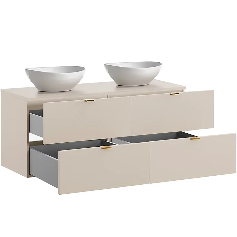 Ensemble Meuble De Salle De Bains|Petits-Meubles Ensemble meuble double vasque 120cm et colonne Azel Cachemire