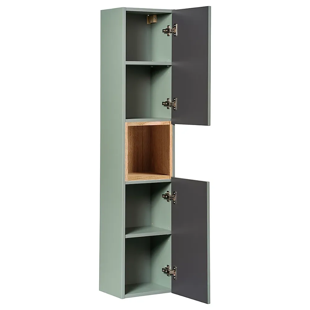 Ensemble Meuble De Salle De Bains|Petits-Meubles Ensemble meuble double vasque 140cm 4 tiroirs miroirs LED et colonne Jade Vert et Bois
