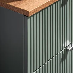 Ensemble Meuble De Salle De Bains|Petits-Meubles Ensemble meuble double vasque 140cm 4 tiroirs miroirs LED et colonne Jade Vert et Bois