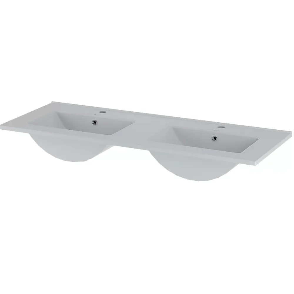 Ensemble Meuble De Salle De Bains|Petits-Meubles Ensemble meuble double vasque encastree 120cm et colonne Tao Bois