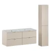 Ensemble Meuble De Salle De Bains|Petits-Meubles Ensemble meuble double vasque encastree 120cm et colonne Azel Cachemire