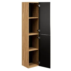 Ensemble Meuble De Salle De Bains|Petits-Meubles Ensemble meuble double vasque 120cm 4 tiroirs et colonne Elora Noir et bois Cloud