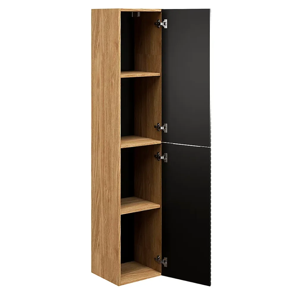 Ensemble Meuble De Salle De Bains|Petits-Meubles Ensemble meuble double vasque 120cm 4 tiroirs et colonne Elora Noir et bois Cloud