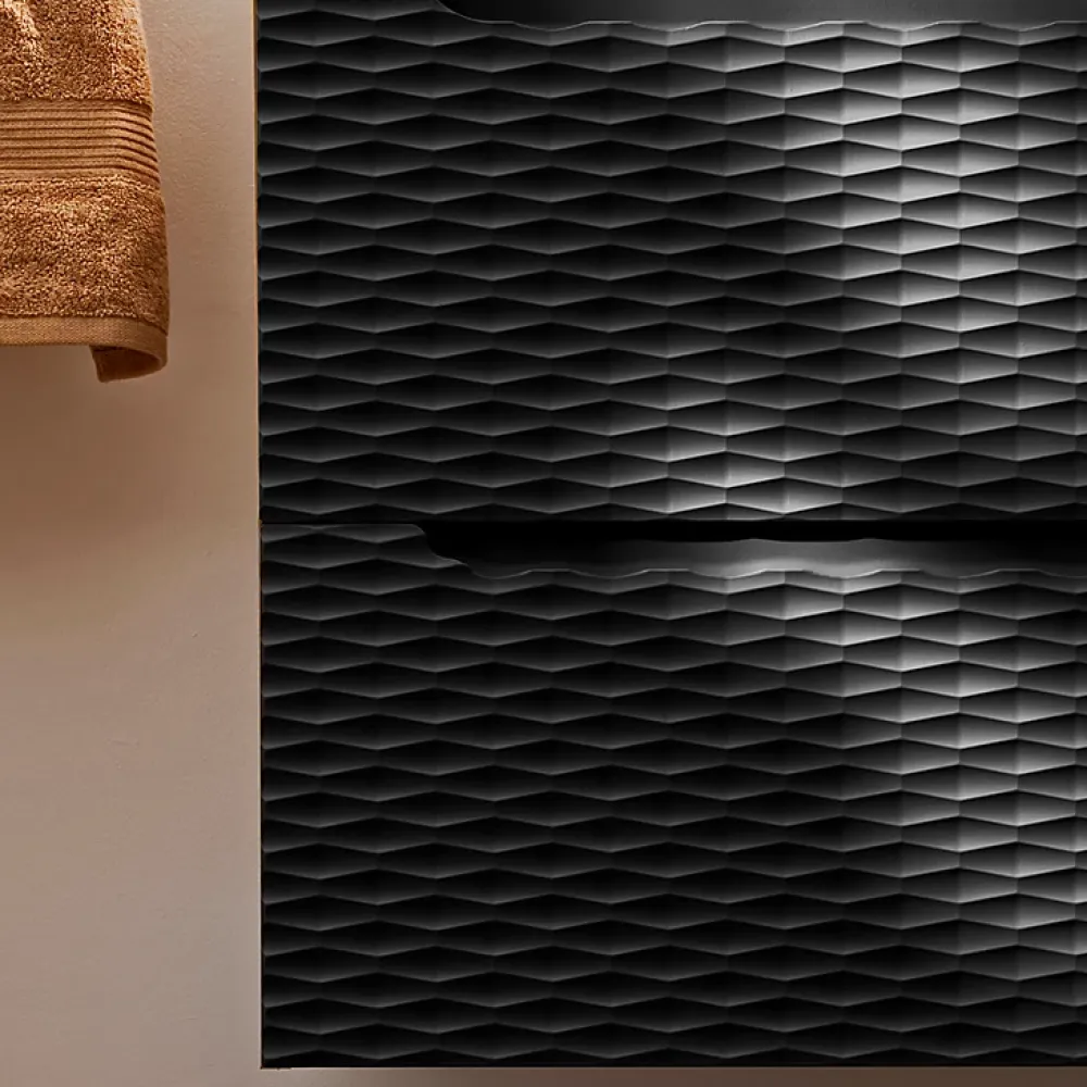 Ensemble Meuble De Salle De Bains|Petits-Meubles Ensemble meuble double vasque 120cm 4 tiroirs et colonne Elora Noir et bois Cloud