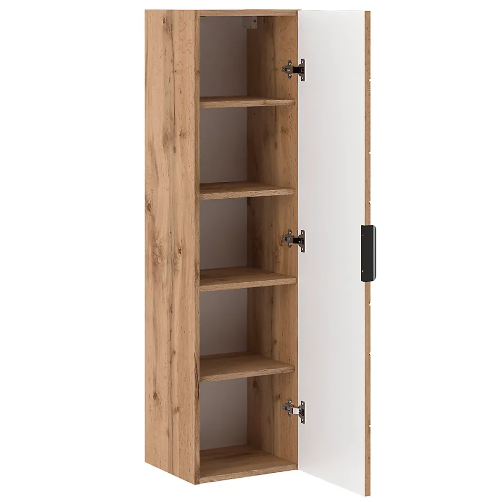 Petits-Meubles Ensemble meuble double vasque 140cm 2 niches et colonne Teren Bois