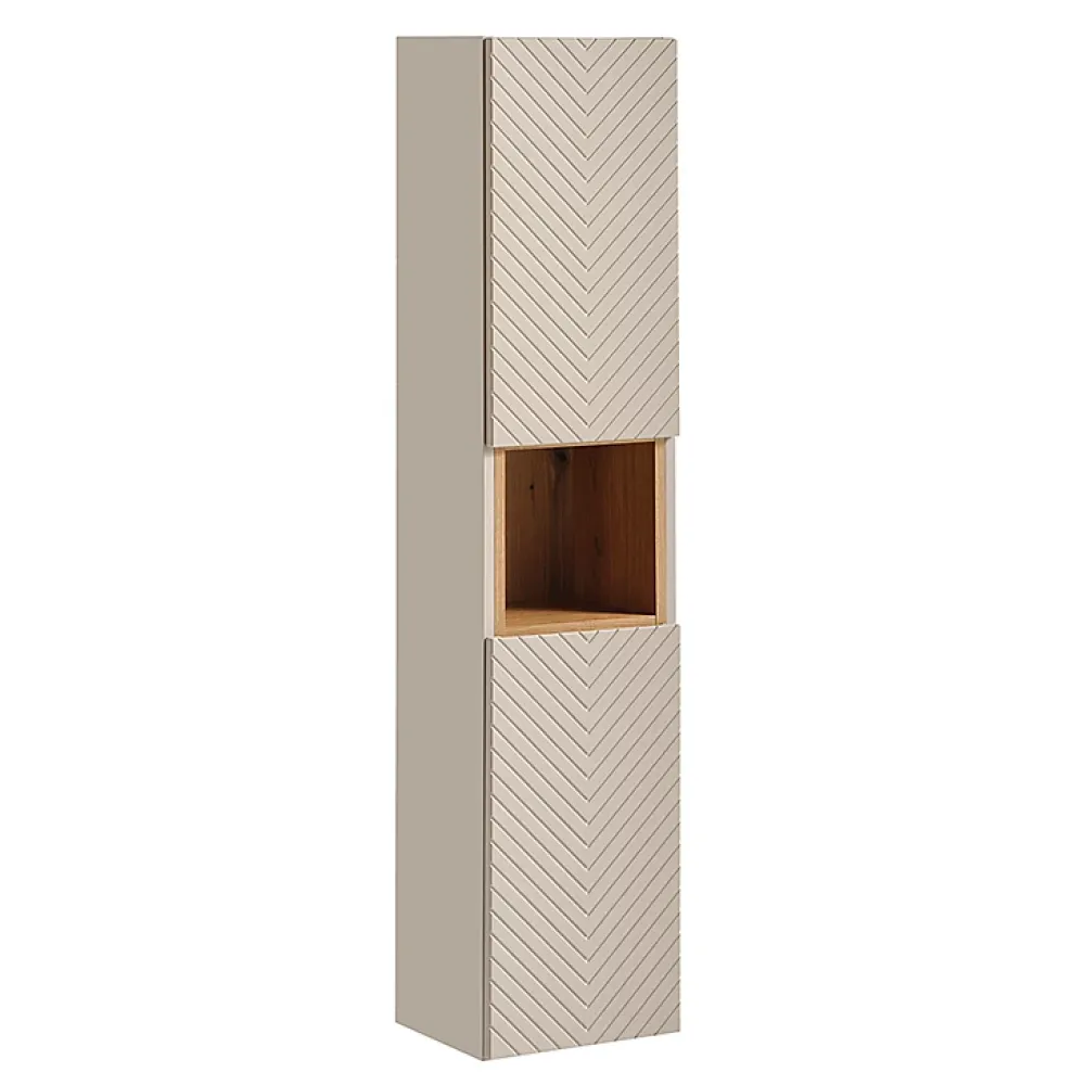 Ensemble Meuble De Salle De Bains|Petits-Meubles Ensemble meuble double vasque 120cm 4 tiroirs miroirs LED colonne et 3 armoires murales Manoa Cachemire et Bois