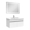 Ensemble Meuble De Salle De Bains|AICA Sanitaire Ensemble meuble et vasque et miroir lumineux 80cm meuble salle de bain Blanc
