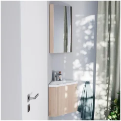 Mob-In Ensemble meuble lave-mains d'angle décor chêne KODA + armoire miroir