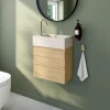 Lave-Mains|Homesight Ensemble meuble lave-mains Etty effet chêne l.44 cm + plan vasque lave-mains béton moucheté