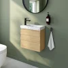 Lave-Mains|Homesight Ensemble meuble lave-mains Etty effet chêne l.44 cm + plan vasque lave-mains terrazzo