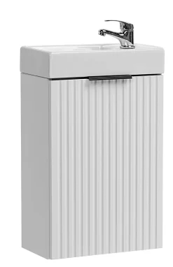Furnidea Ensemble meuble lave-mains suspendu ADEL blanc avec le lavabo FIKA 40 cm