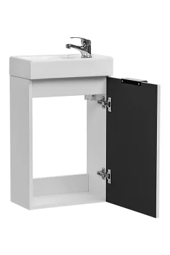 Furnidea Ensemble meuble lave-mains suspendu ADEL blanc avec le lavabo FIKA 40 cm