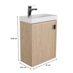 Mob-In Ensemble meuble lave-mains décor chêne FRAME + robinet