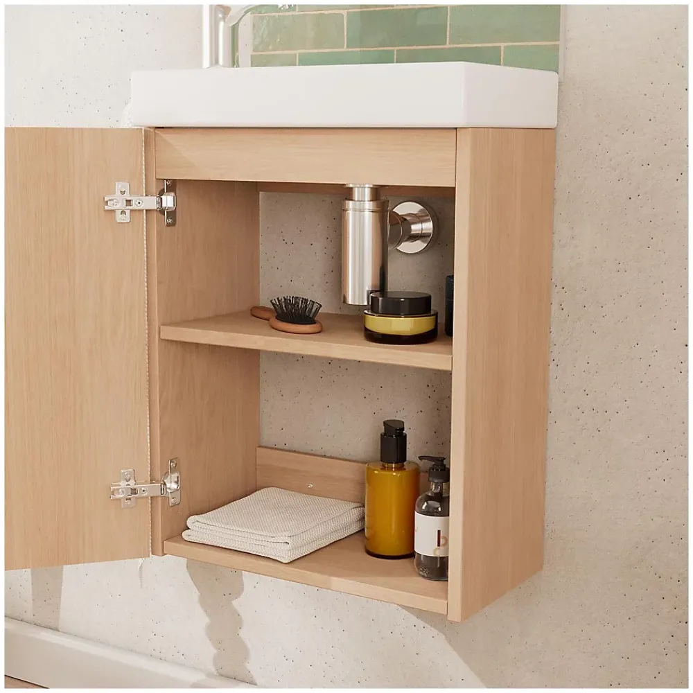 Mob-In Ensemble meuble lave-mains décor chêne FRAME + robinet