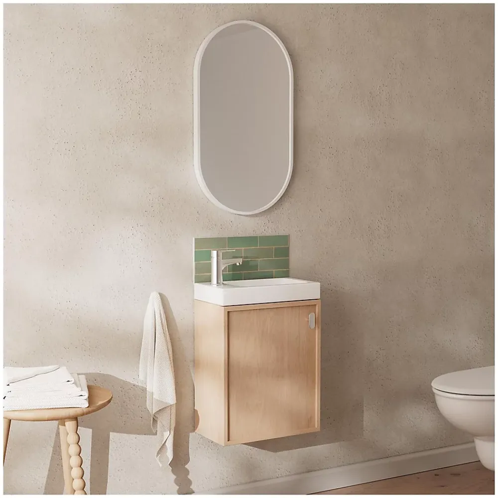 Mob-In Ensemble meuble lave-mains décor chêne FRAME + robinet