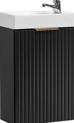 Lave-Mains|Furnidea Ensemble meuble lave-mains suspendu ADEL noir avec le lavabo FIKA 40 cm