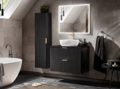 Lave-Mains|Furnidea Ensemble meuble lave-mains suspendu ADEL noir avec le lavabo FIKA 40 cm