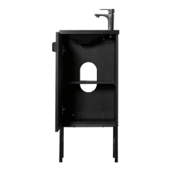 Mob-In Ensemble meuble lave-mains chêne carbone + robinet STUDIO