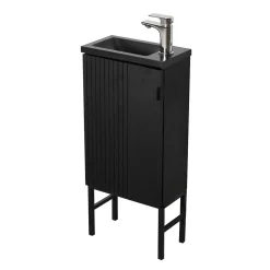 Mob-In Ensemble meuble lave-mains chêne carbone + robinet STUDIO