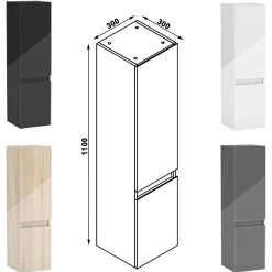 Ensemble Meuble De Salle De Bains|AICA Sanitaire Ensemble meuble salle de bain 100 cm blanc brillant avec 2 tiroirs, lavabo céramique simple + colonne, suspendu