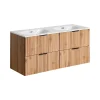 Meuble Sous Lavabo|Stellameuble ENSEMBLE MEUBLE SALLE DE BAIN 120 CM AVEC VASQUE SKY - ADEL OAK