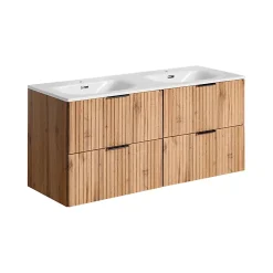Meuble Sous Lavabo|Stellameuble ENSEMBLE MEUBLE SALLE DE BAIN 120 CM AVEC VASQUE SKY - ADEL OAK
