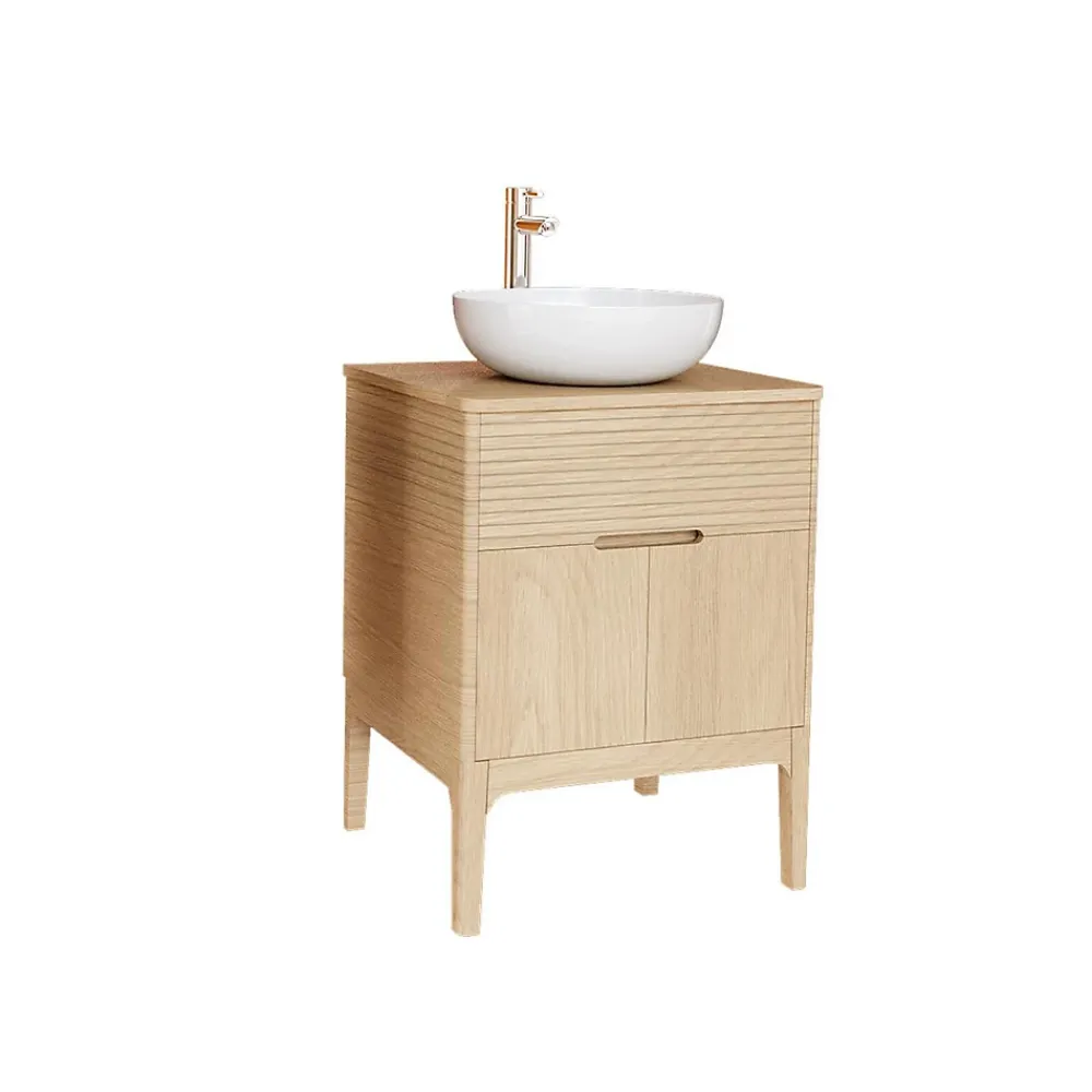 Ensemble Meuble De Salle De Bains|Mob-In Ensemble meuble simple vasque 60 cm chêne + vasque ALASKA
