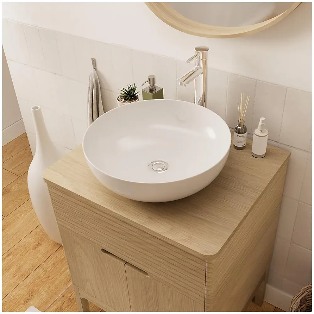 Ensemble Meuble De Salle De Bains|Mob-In Ensemble meuble simple vasque 60 cm chêne + vasque ALASKA