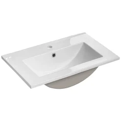 Ensemble Meuble De Salle De Bains|Petits-Meubles Ensemble meuble simple vasque encastree 60cm 2 tiroirs et colonne Jade Vert et Bois