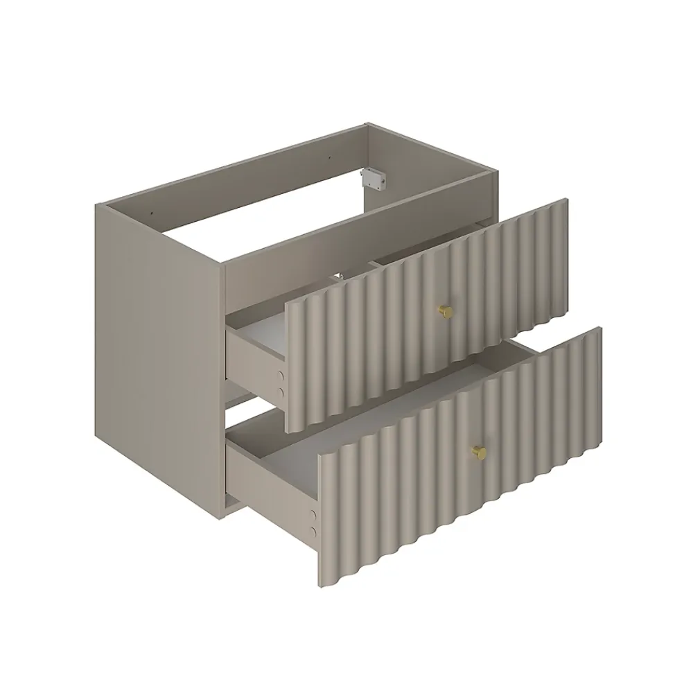 Petits-Meubles Ensemble meuble simple vasque encastree 80cm et colonne Izae Cachemire