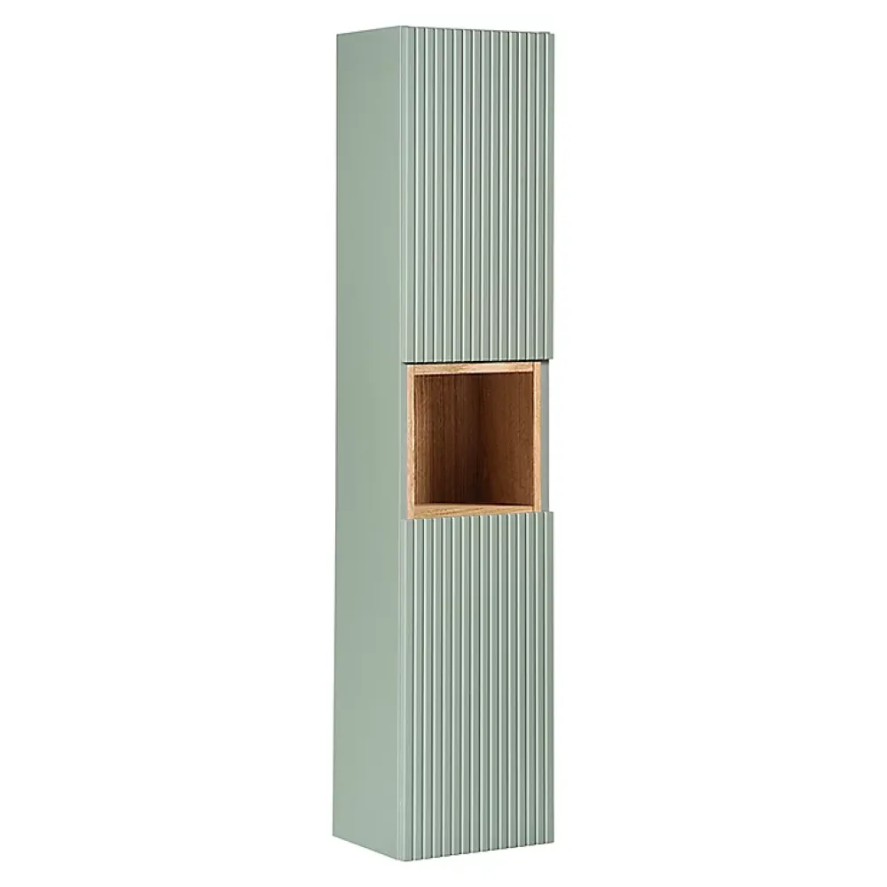 Ensemble Meuble De Salle De Bains|Petits-Meubles Ensemble meuble simple vasque 80cm 2 tiroirs et colonne Jade Vert et Bois