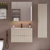 Ensemble Meuble De Salle De Bains|Petits-Meubles Ensemble meuble simple vasque encastree 80cm et colonne Tao Cachemire