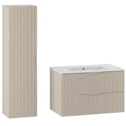 Ensemble Meuble De Salle De Bains|Petits-Meubles Ensemble meuble simple vasque encastree 80cm et colonne Tao Cachemire