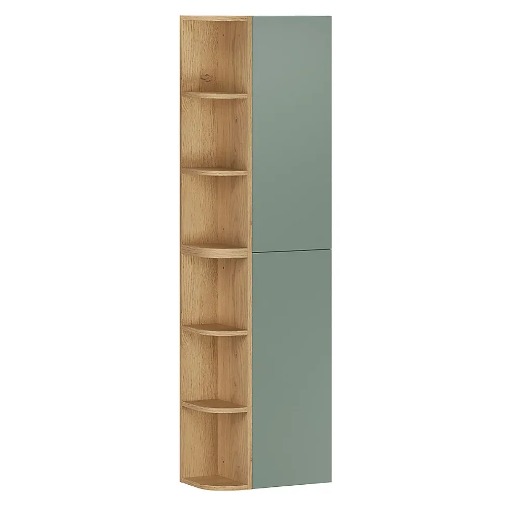 Ensemble Meuble De Salle De Bains|Petits-Meubles Ensemble meuble simple vasque 100cm niches arrondies et colonne Oria Vert mat