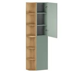 Ensemble Meuble De Salle De Bains|Petits-Meubles Ensemble meuble simple vasque 100cm niches arrondies et colonne Oria Vert mat